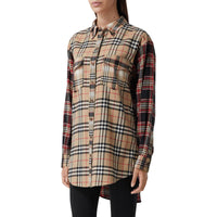 Chemise oversize en flanelle de coton check - Archive Beige