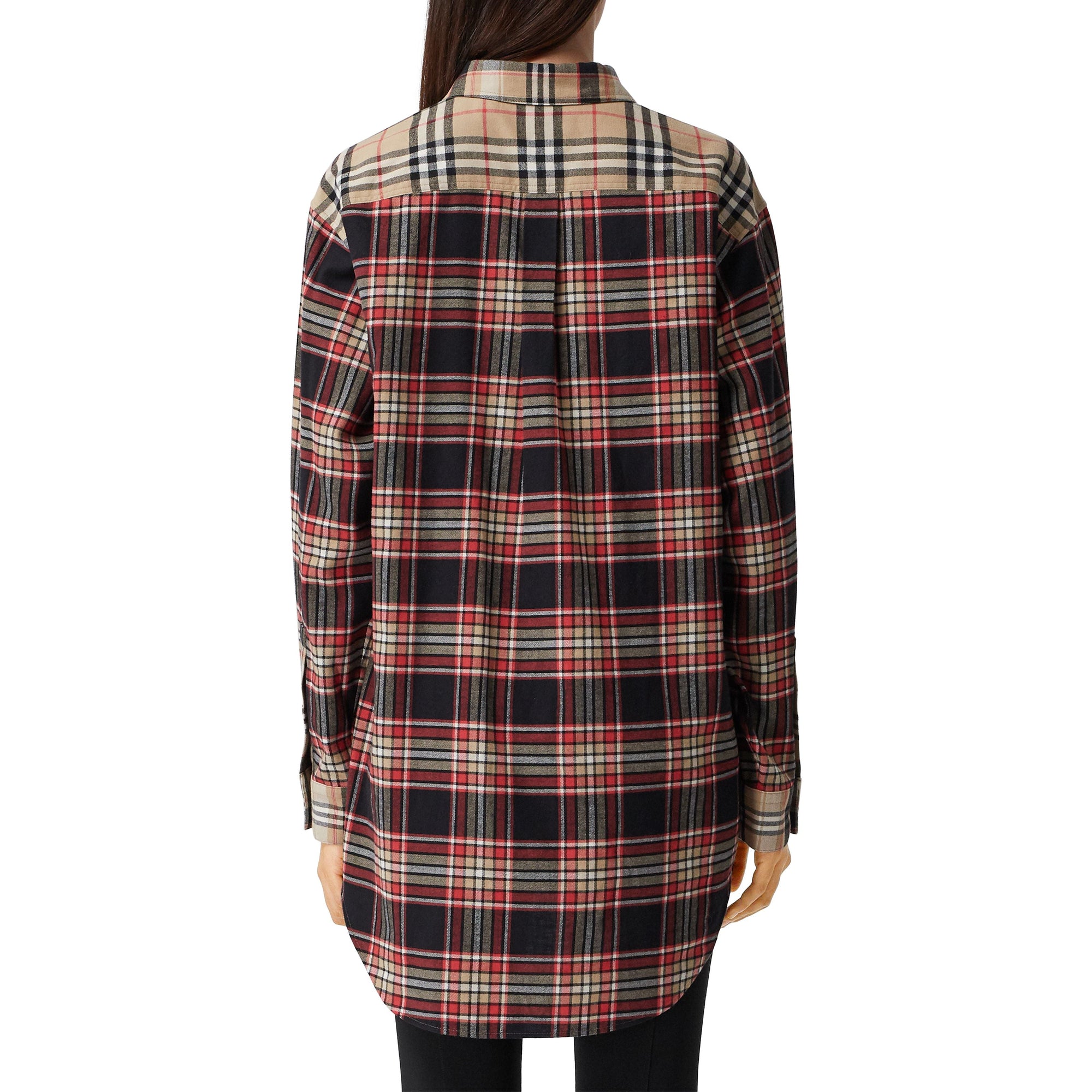 Chemise oversize en flanelle de coton check - Archive Beige