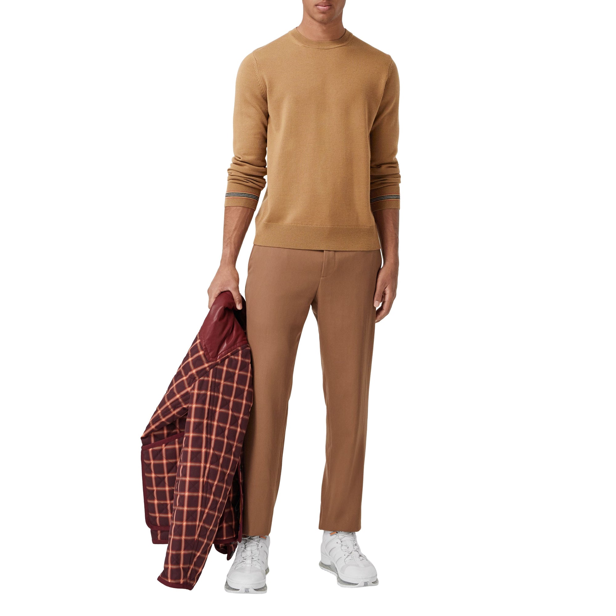 Pull en laine avec rayures iconiques - Camel