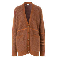 Cardigan en laine mohair et soie mélangés check - Chestnut