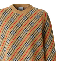 Pull rayé en laine mélangée - Camel