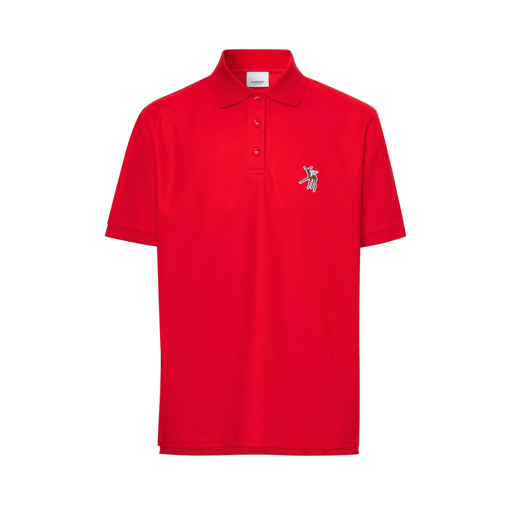 Polo oversize en piqué de coton à motif daim - Bright Red