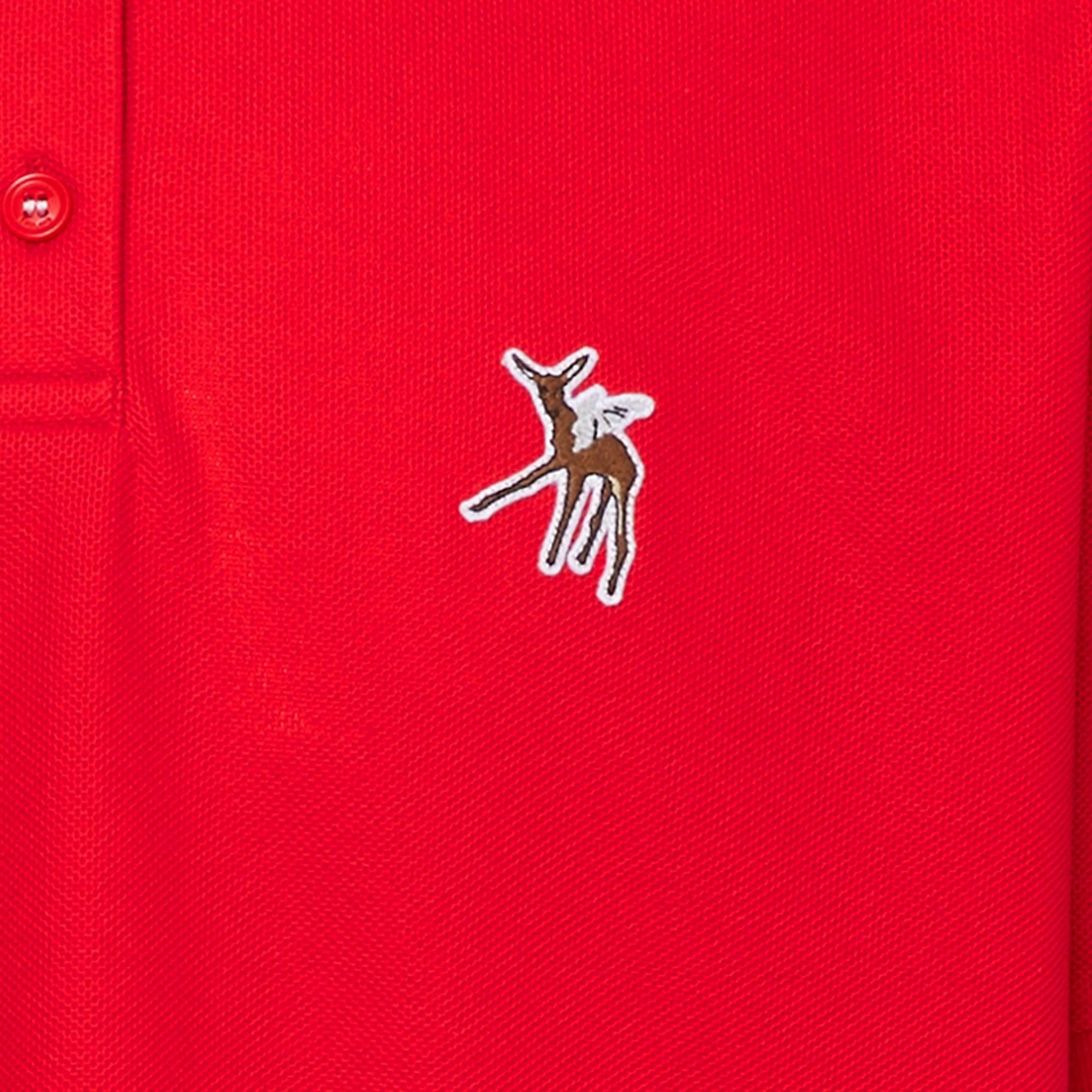 Polo oversize en piqué de coton à motif daim - Bright Red