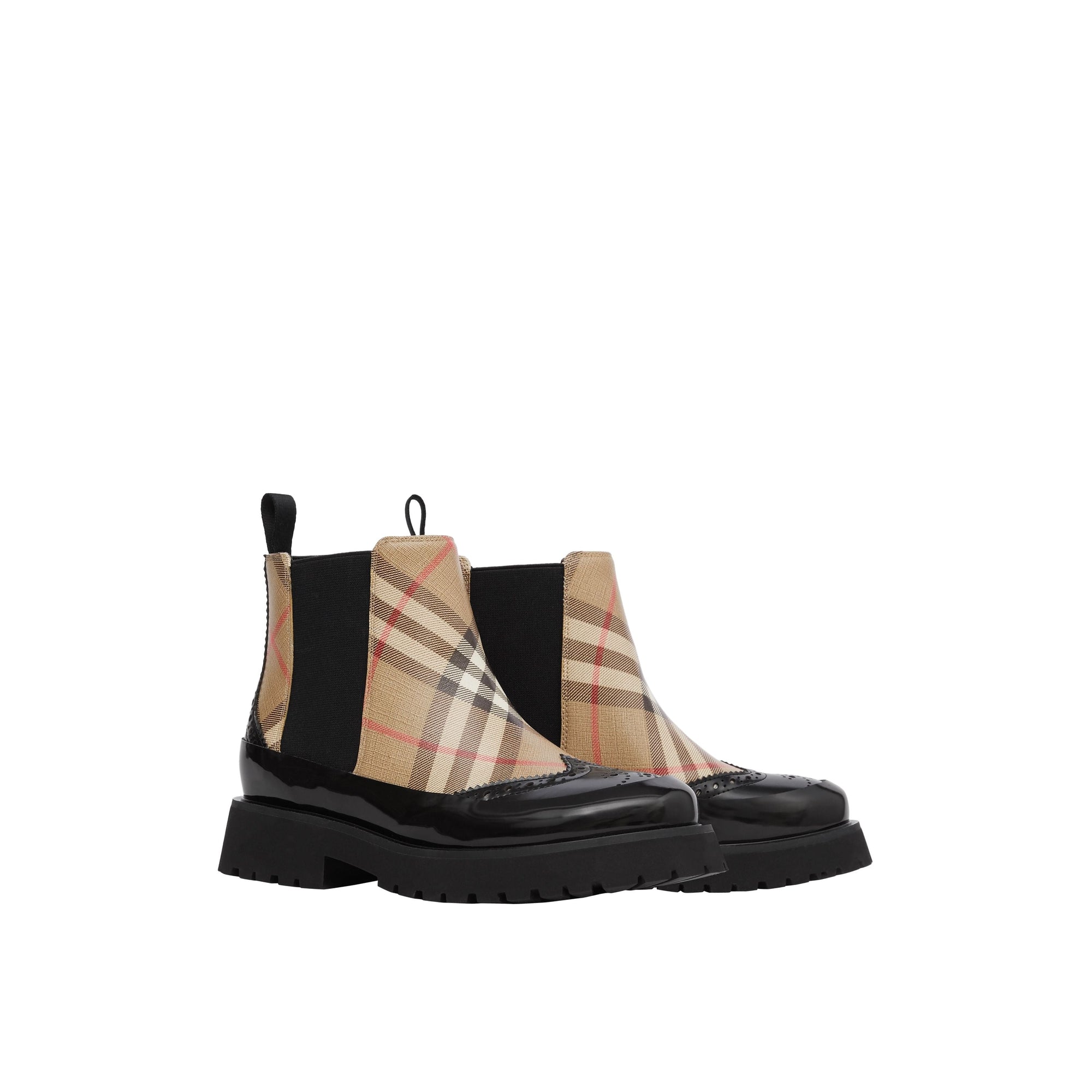 Bottines Chelsea en cuir Vintage check - Archive Beige