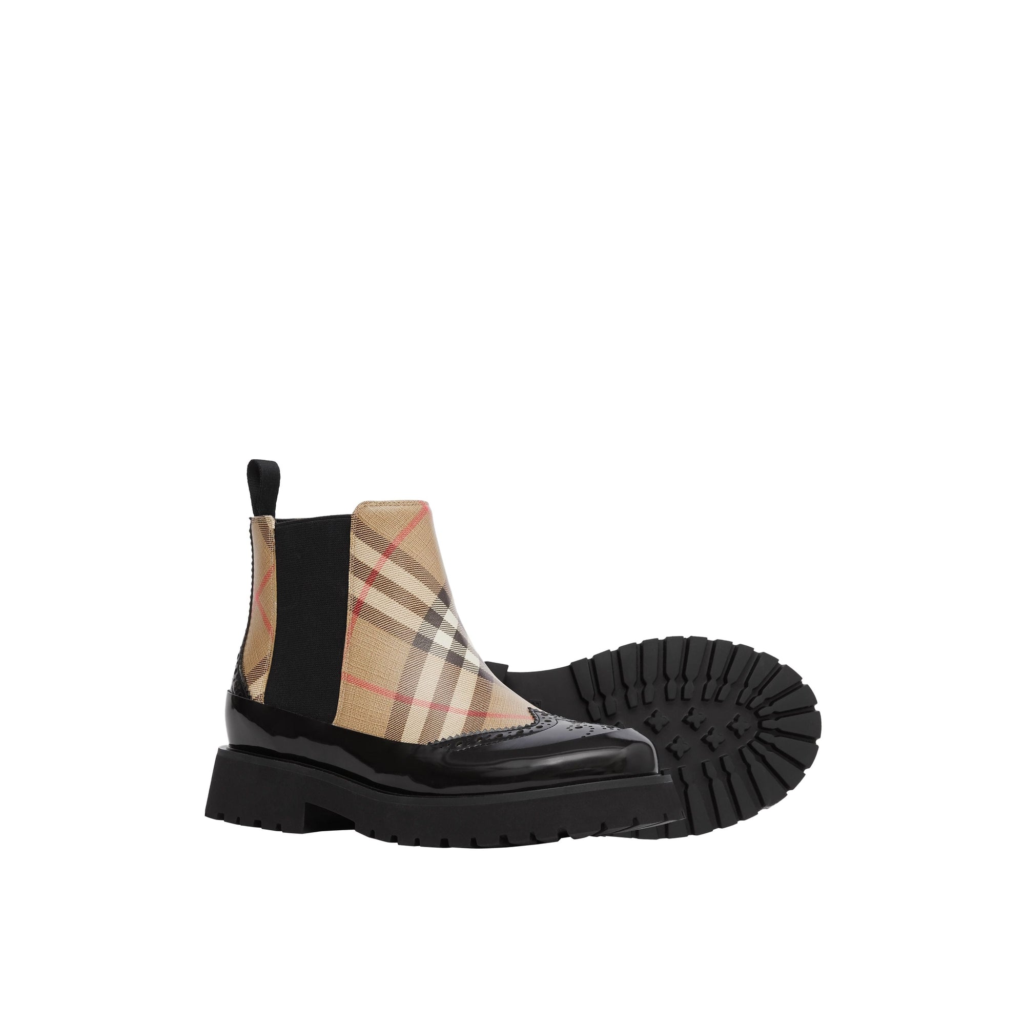Bottines Chelsea en cuir Vintage check - Archive Beige