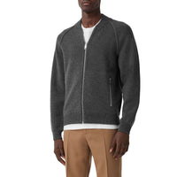 Bomber en laine et cachemire mélangés double face - Mid Grey Melange