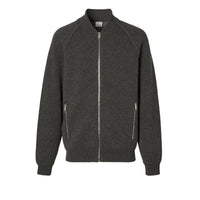 Bomber en laine et cachemire mélangés double face - Mid Grey Melange