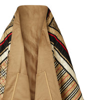 Cape en laine et cachemire à imprimé montage doublée de soie - Archive Beige