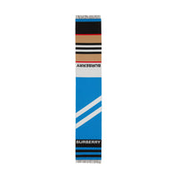 Écharpe rayures iconiques en jacquard de laine & coton - Bright Blue