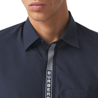 Chemise en coton avec bande à logo - Navy & White