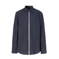 Chemise en coton avec bande à logo - Navy & White