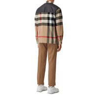 Chemise en laine et coton check avec panneau - Archive Beige