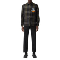Chemise oversize en flanelle de laine check Monogram - Black