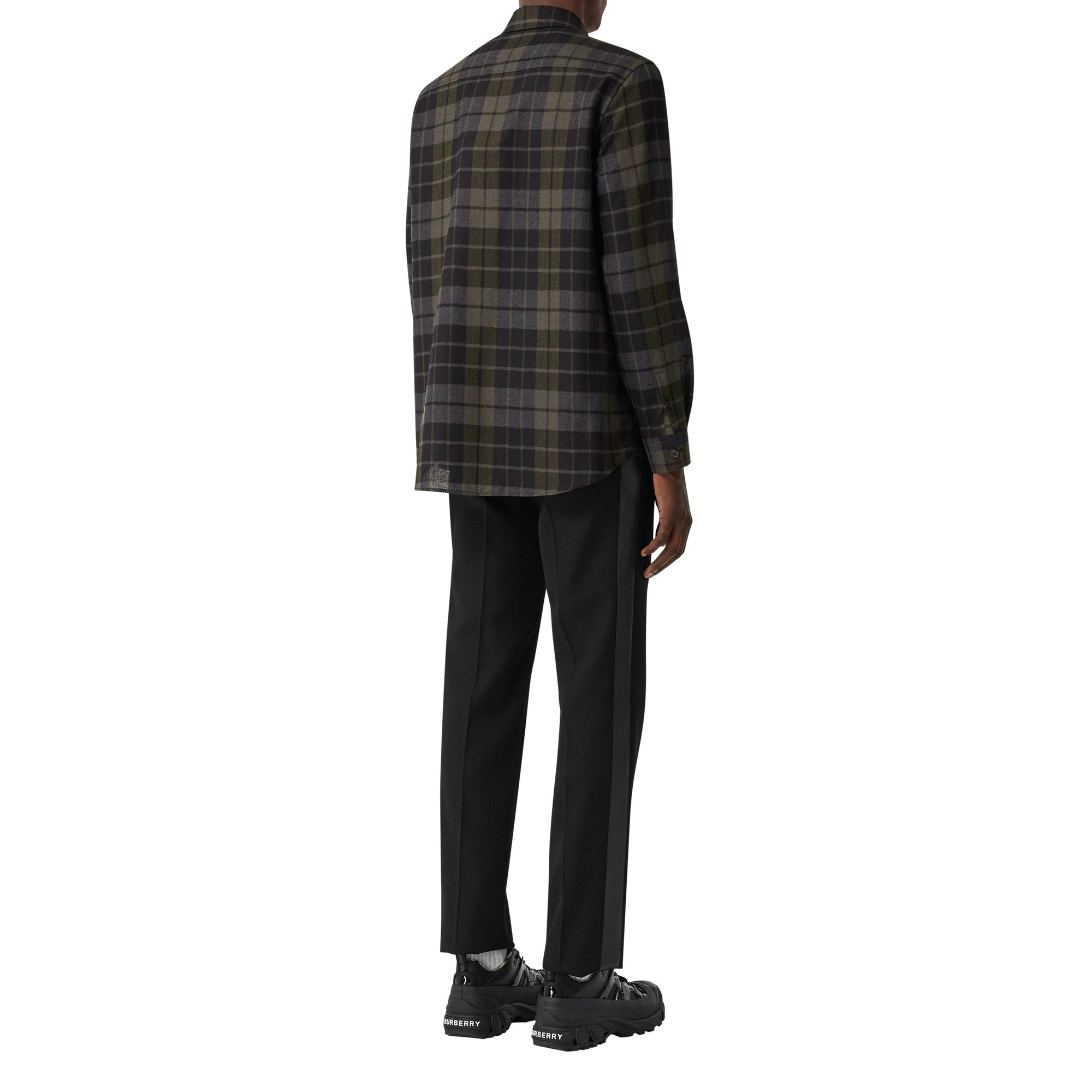 Chemise oversize en flanelle de laine check Monogram - Black