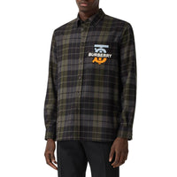 Chemise oversize en flanelle de laine check Monogram - Black