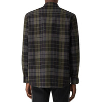 Chemise oversize en flanelle de laine check Monogram - Black