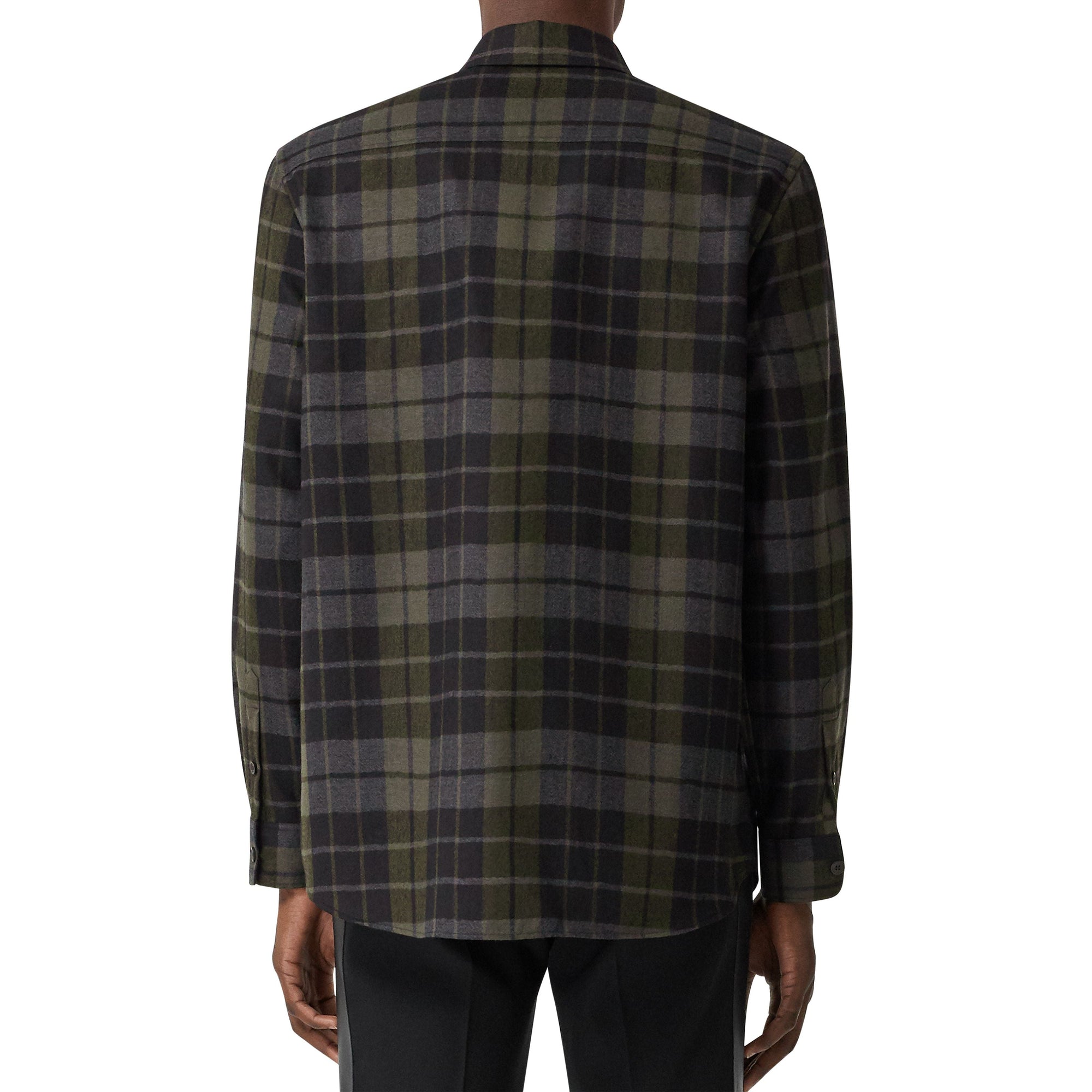 Chemise oversize en flanelle de laine check Monogram - Black