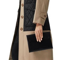 Grande pochette enveloppe en cuir velours et cuir - Black
