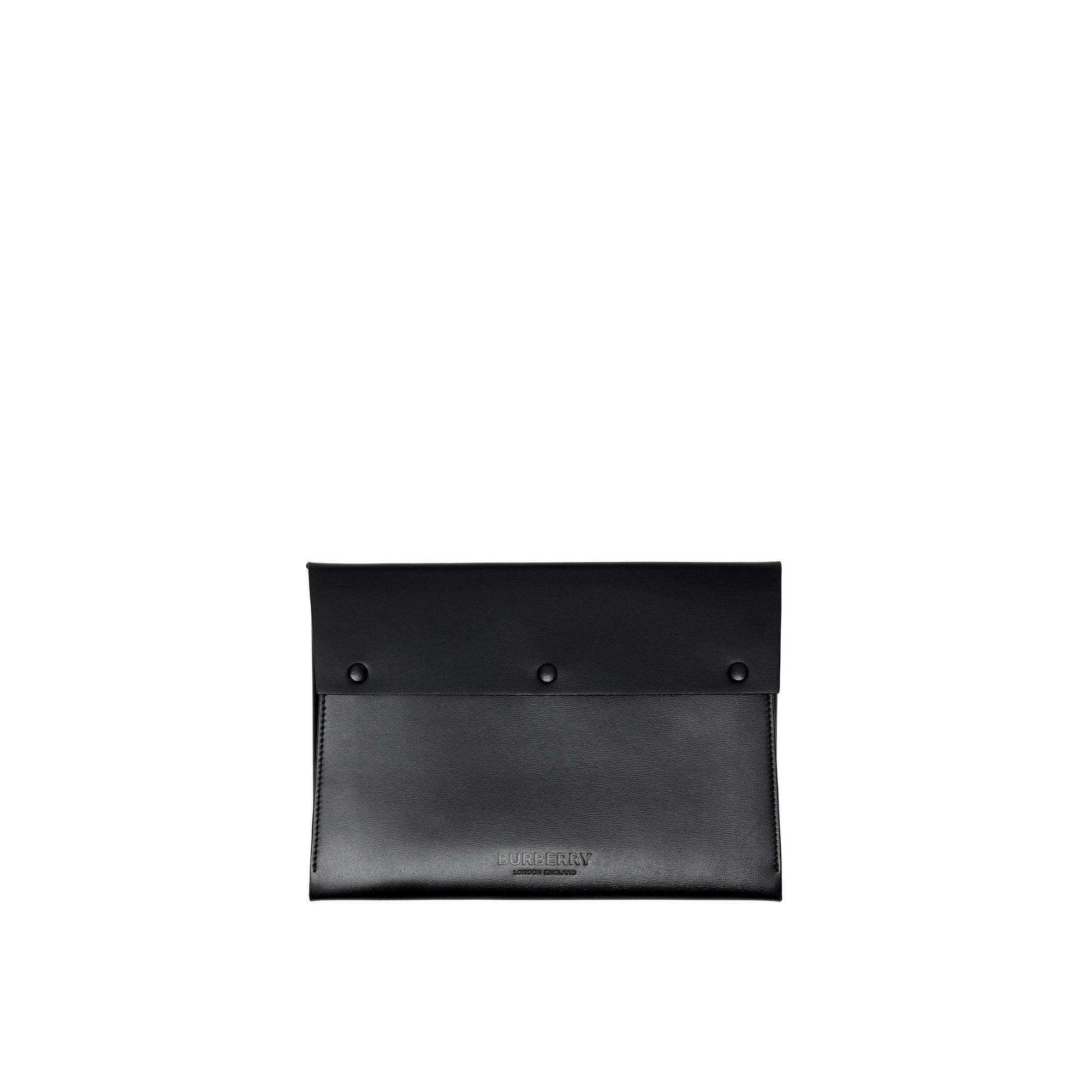 Grande pochette enveloppe en cuir velours et cuir - Black