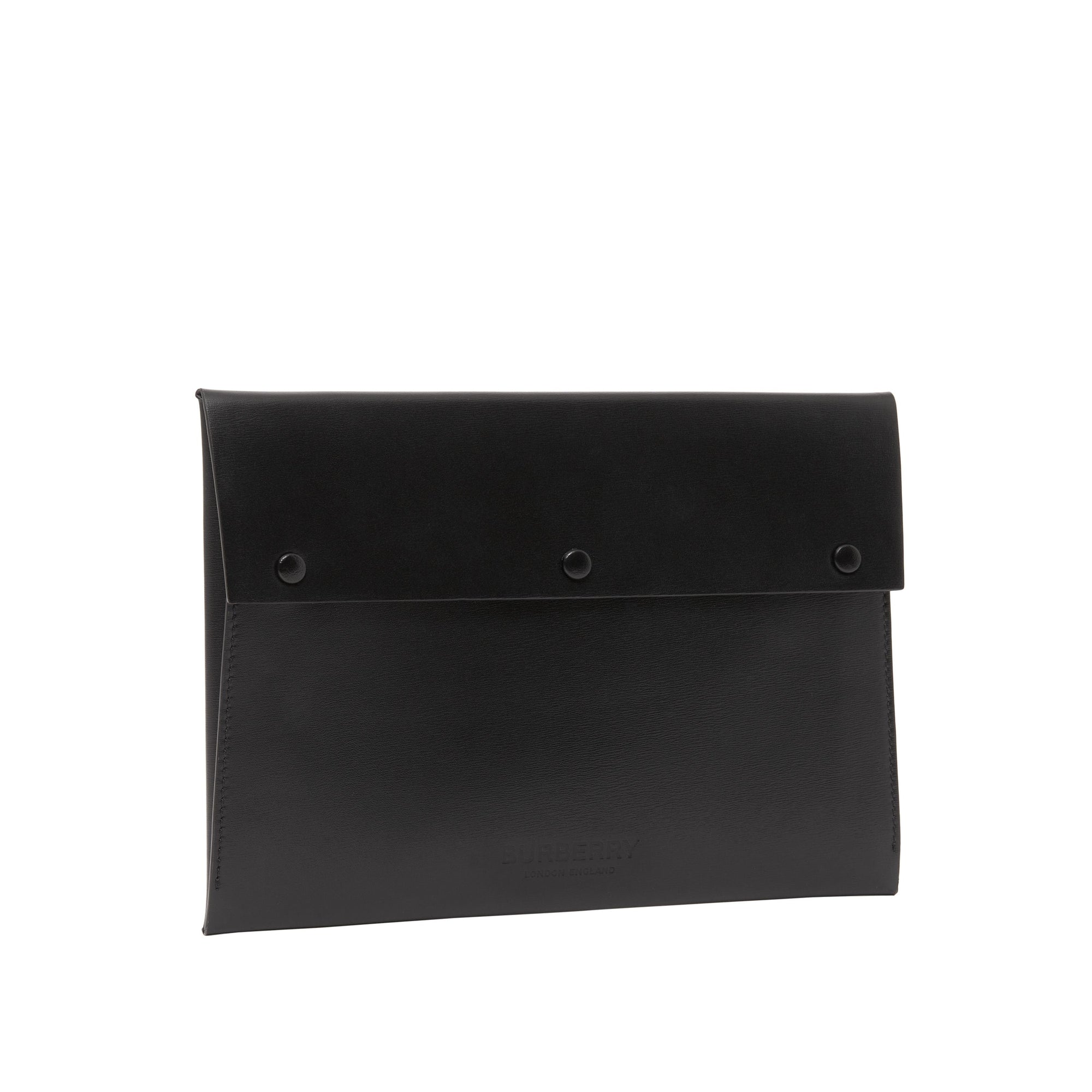 Grande pochette enveloppe en cuir velours et cuir - Black