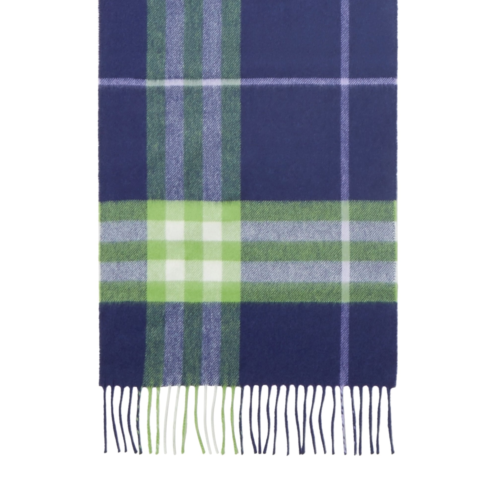 Écharpe classique en cachemire check - Bright Indigo & Green