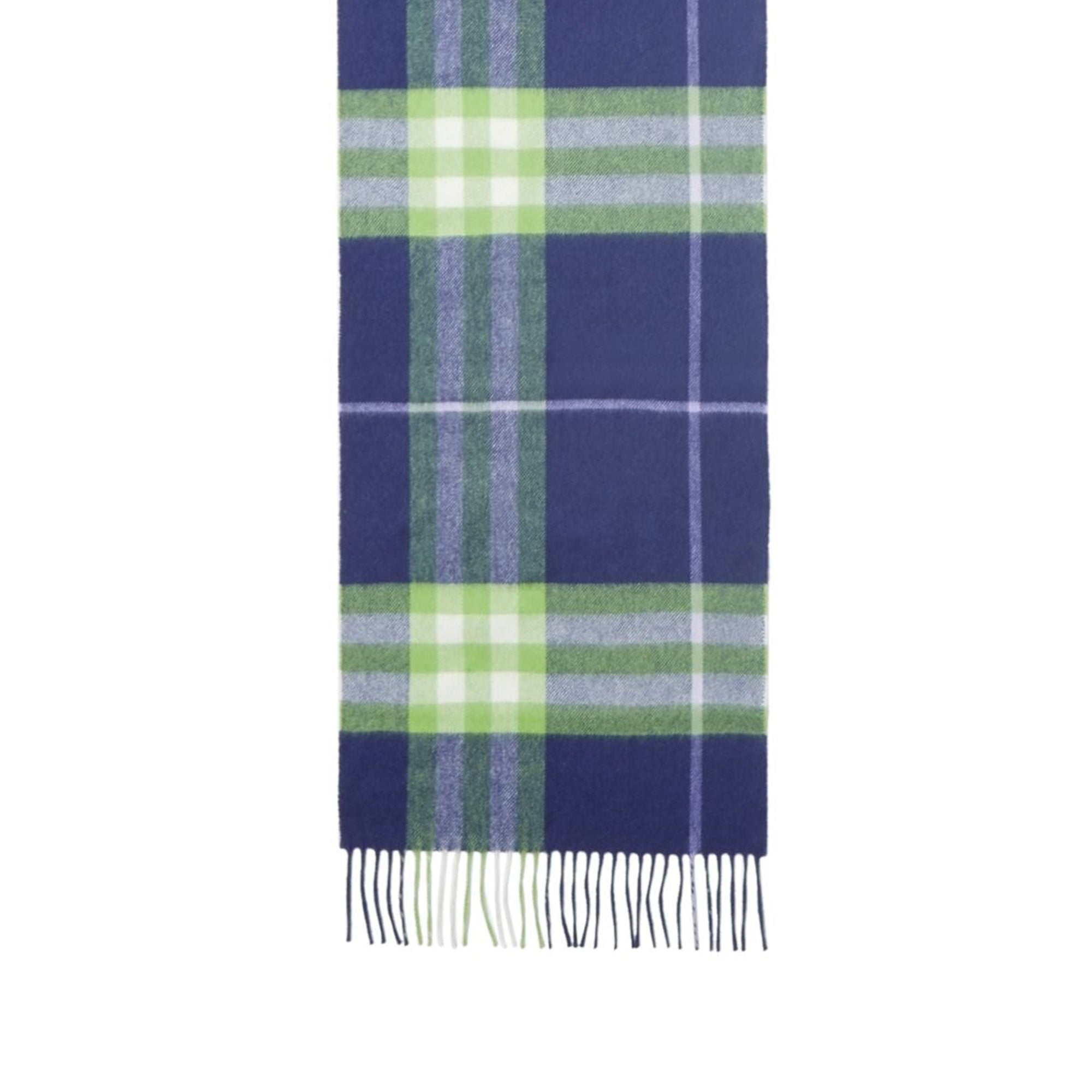 Écharpe classique en cachemire check - Bright Indigo & Green