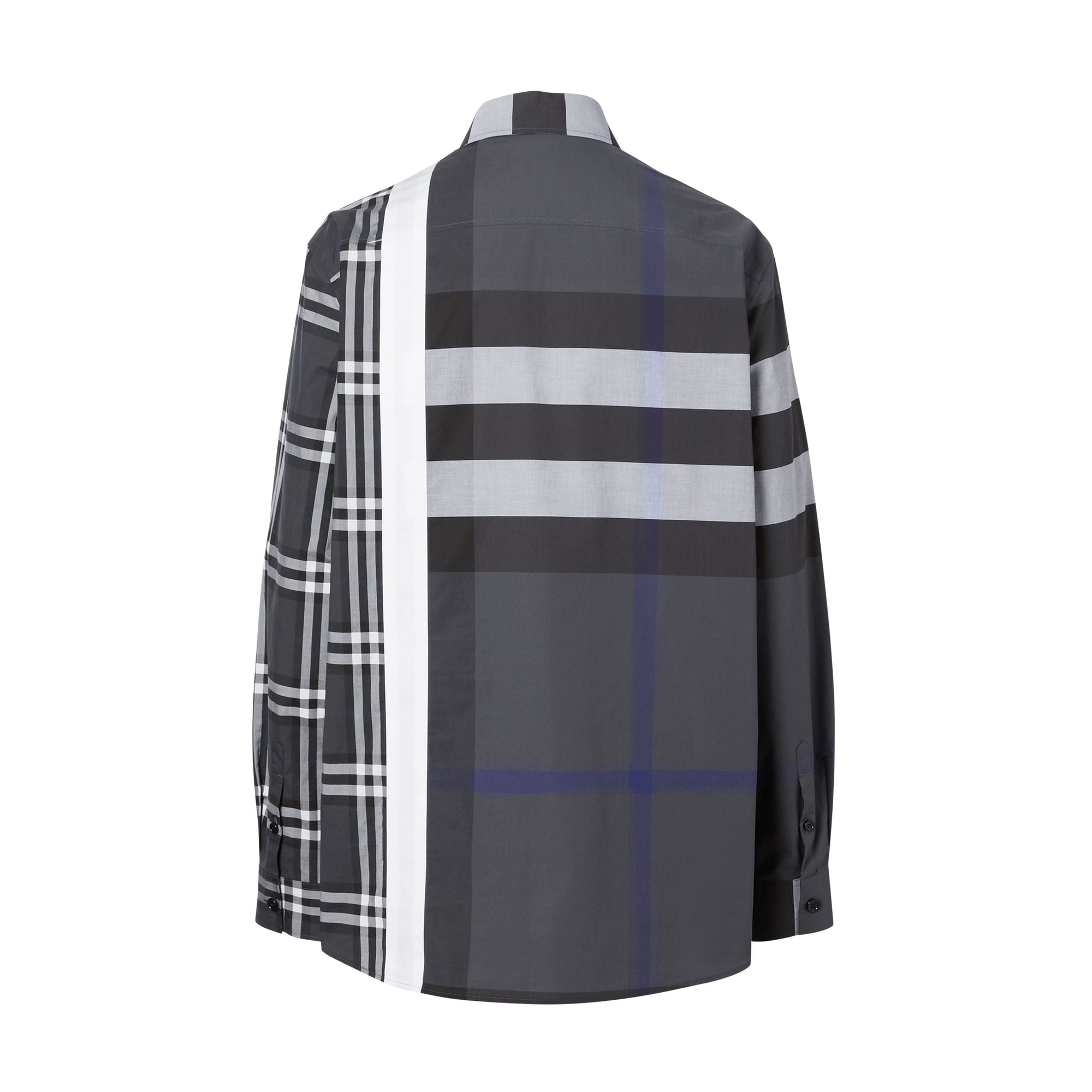 Chemise oversize en coton check façon patchwork avec logo - Dark Pewter