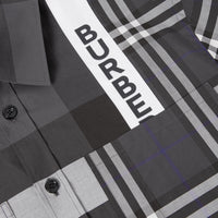 Chemise oversize en coton check façon patchwork avec logo - Dark Pewter