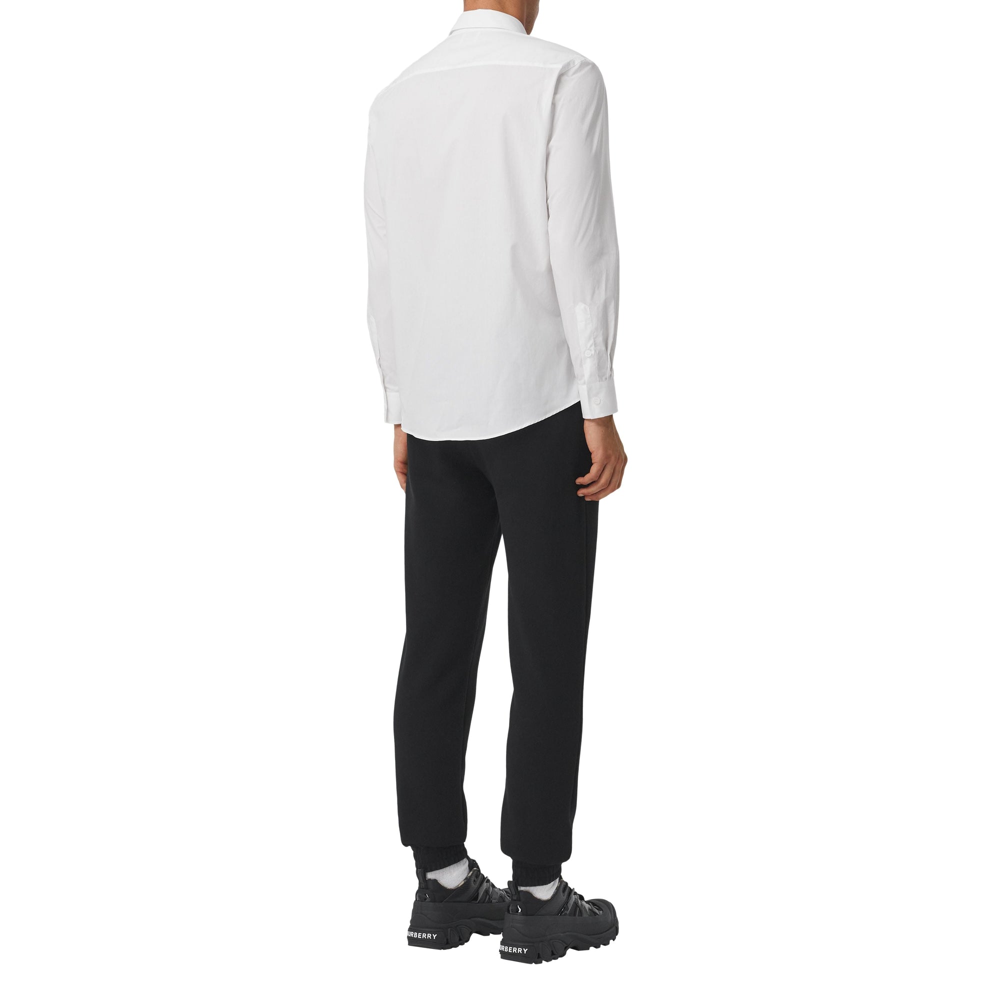 Chemise en coton avec bande à logo - White & Black