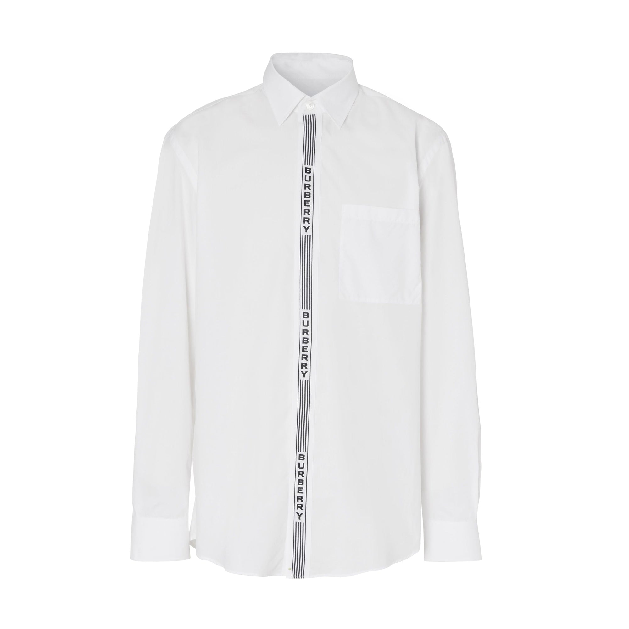 Chemise en coton avec bande à logo - White & Black