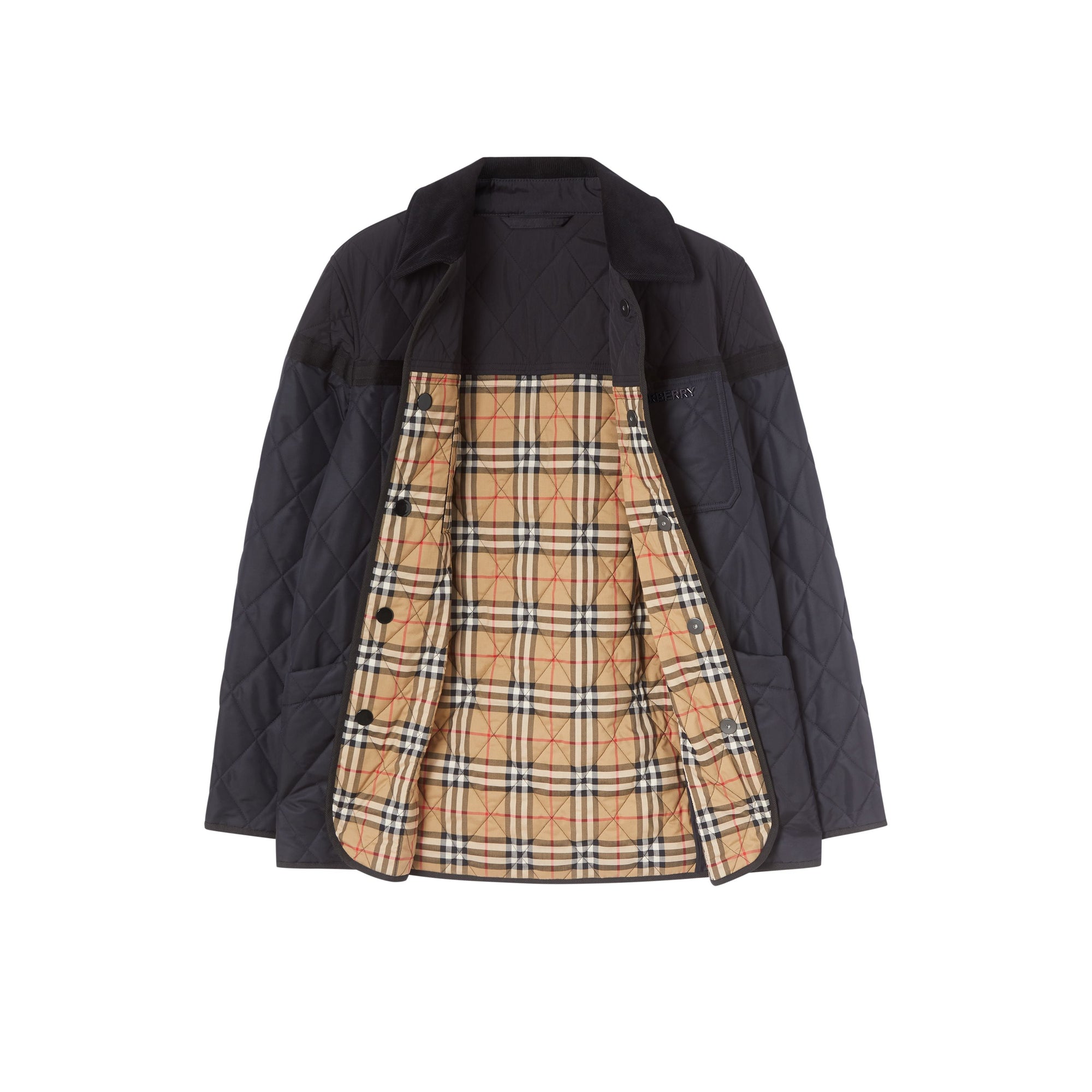 Veste de campagne matelassée en toile de nylon - Navy