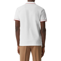 Polo zippé en coton avec rayures iconiques - White