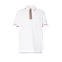 Polo zippé en coton avec rayures iconiques - White