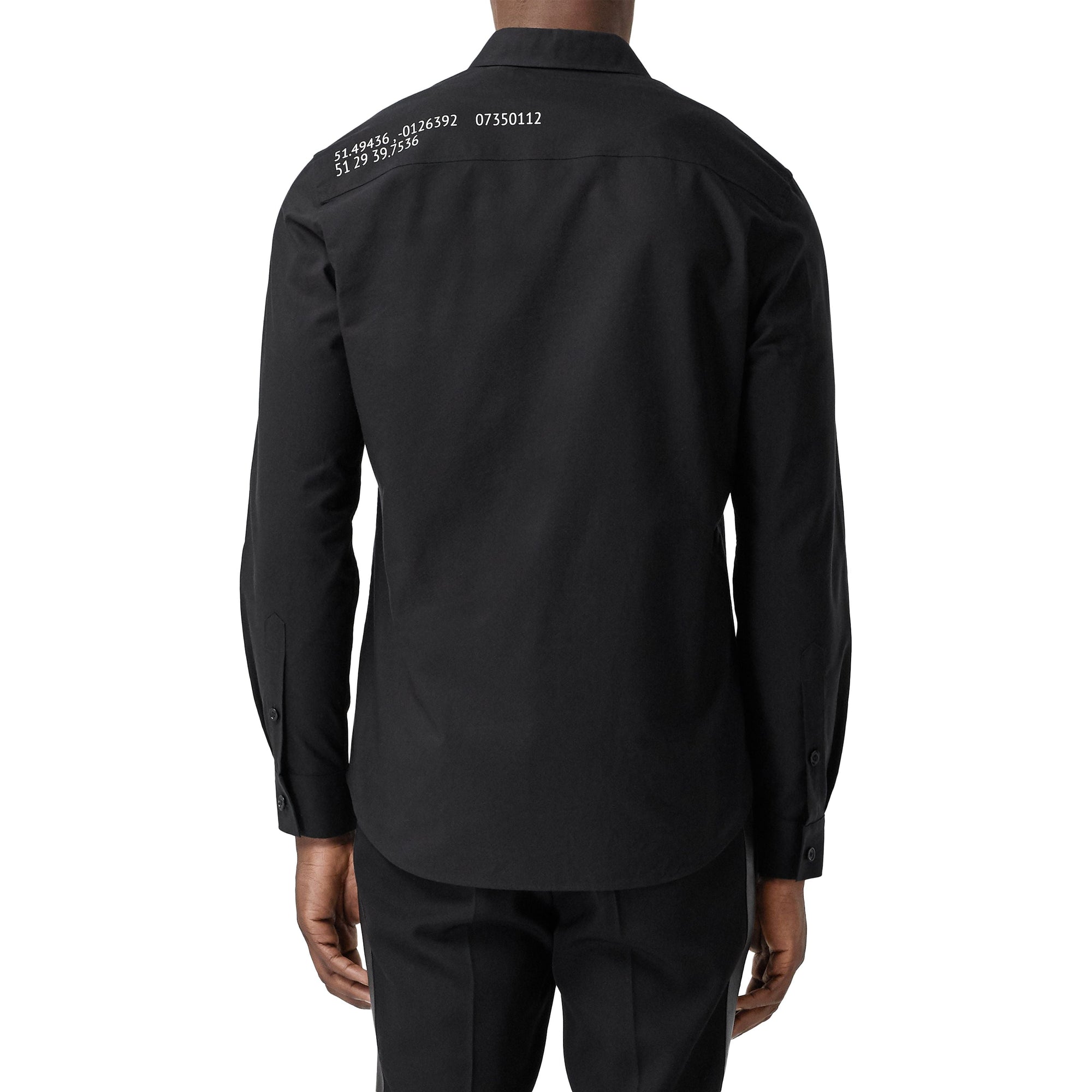 Chemise Oxford en coton avec coordonnées géographiques - Black