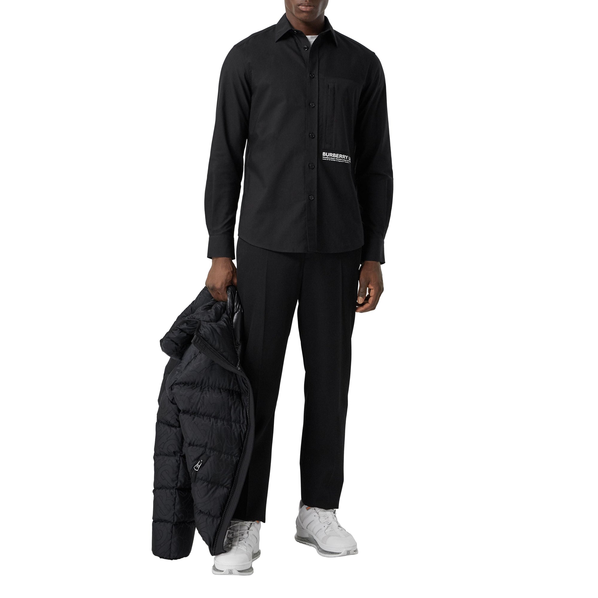 Chemise Oxford en coton avec coordonnées géographiques - Black