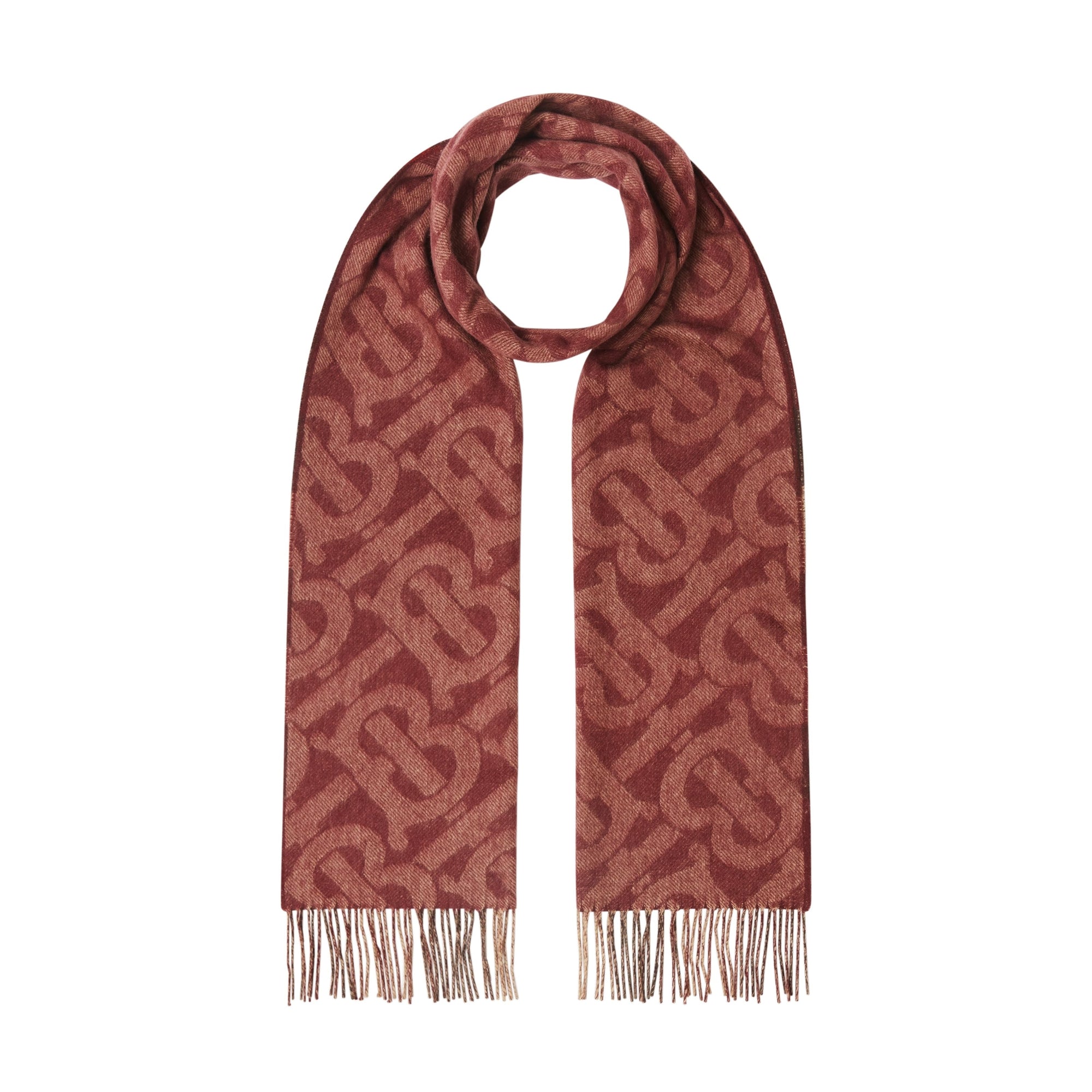 Écharpe réversible en cachemire check et Monogram - Burgundy