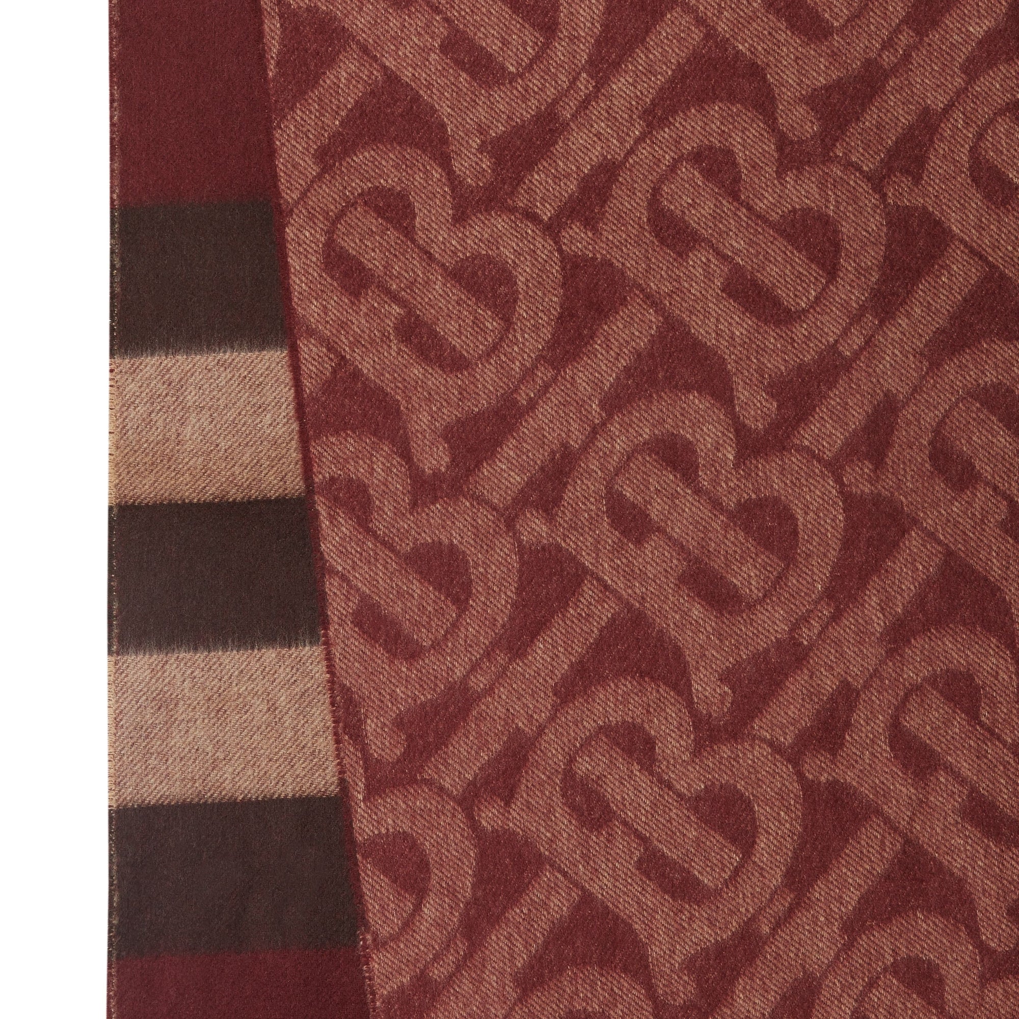 Écharpe réversible en cachemire check et Monogram - Burgundy