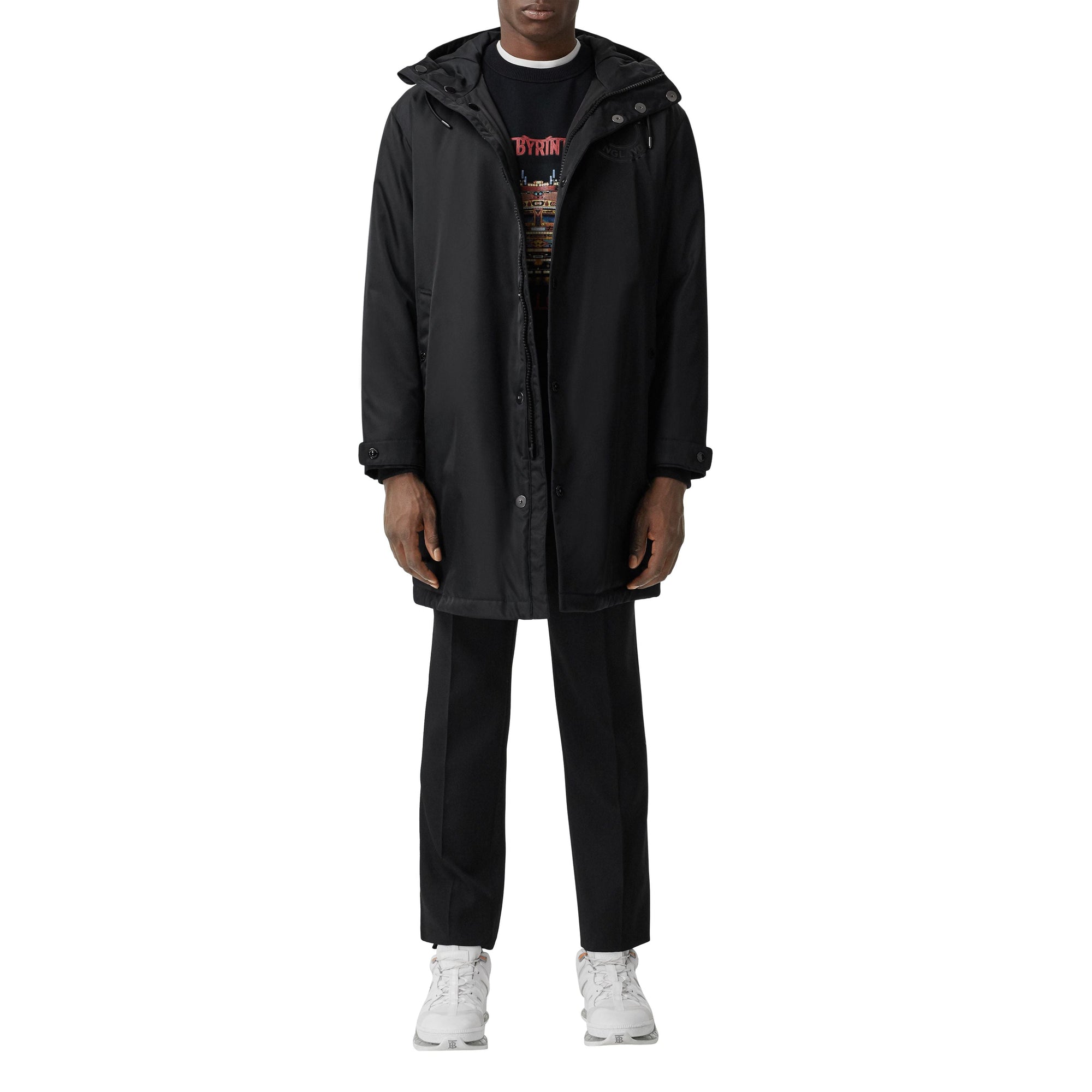 Parka en sergé technique à logo - Black