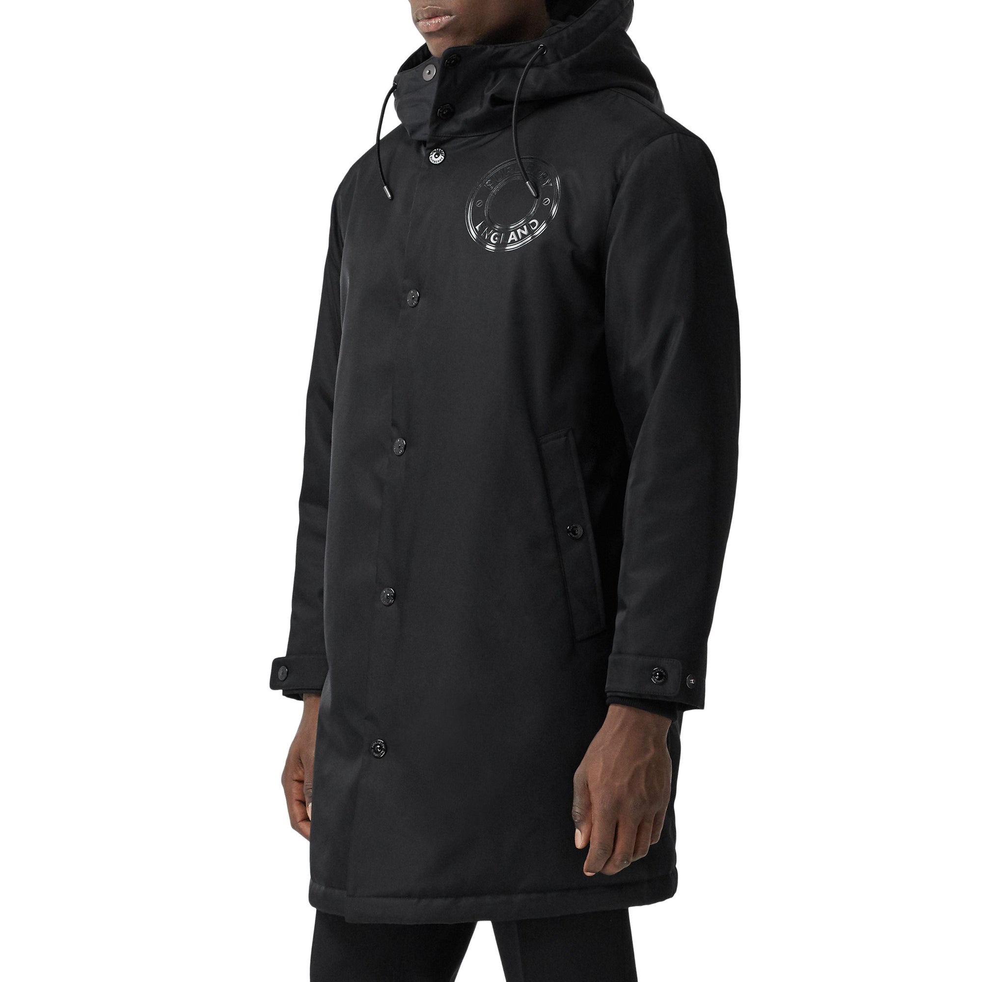Parka en sergé technique à logo - Black
