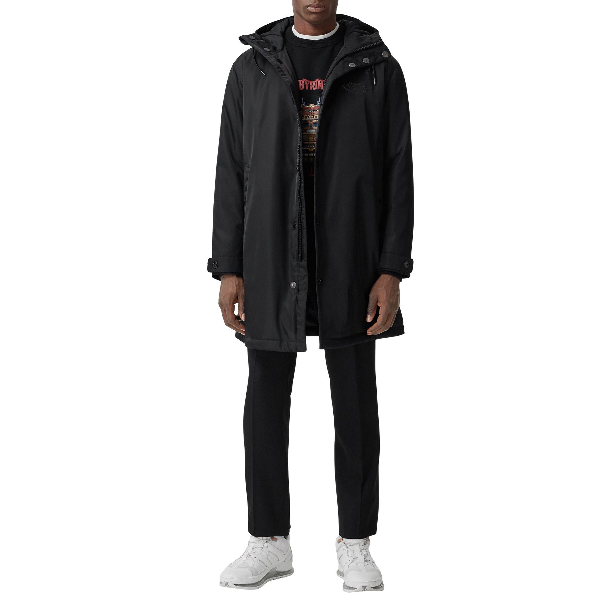 Parka en sergé technique à logo - Black