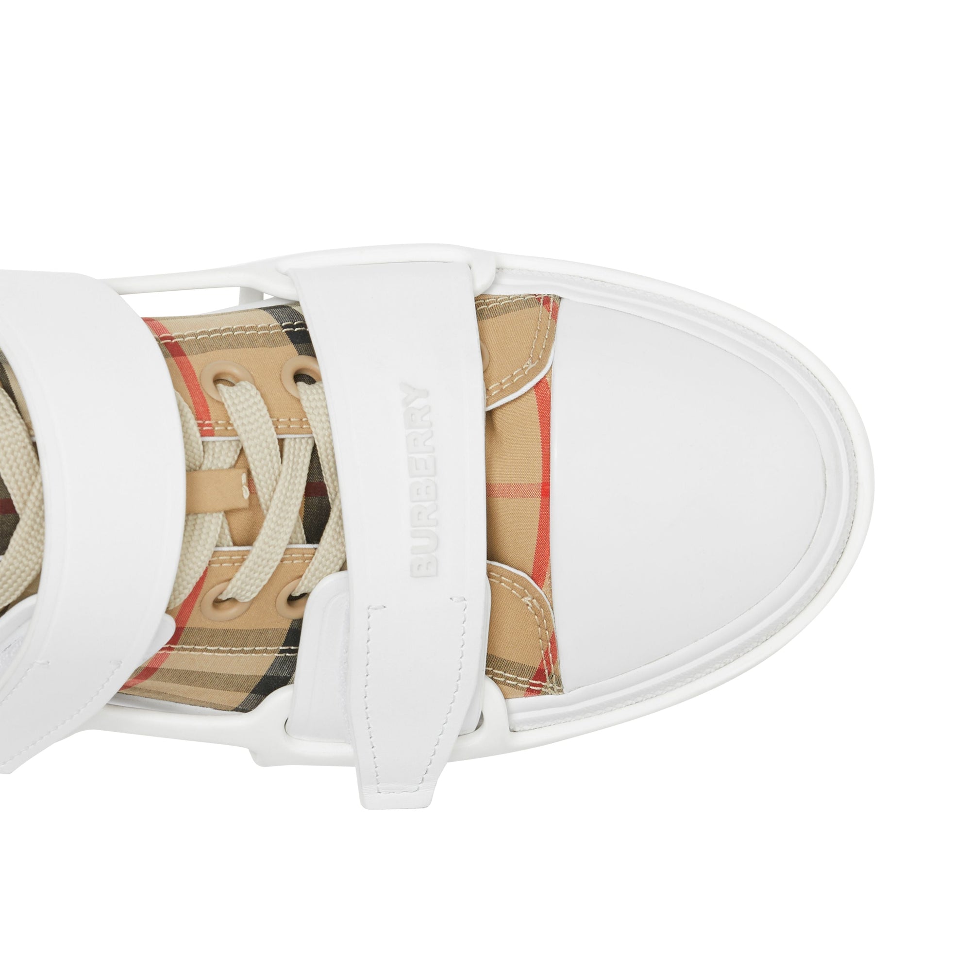 Sneakers Webb en coton Vintage Check et cuir - Archive Beige