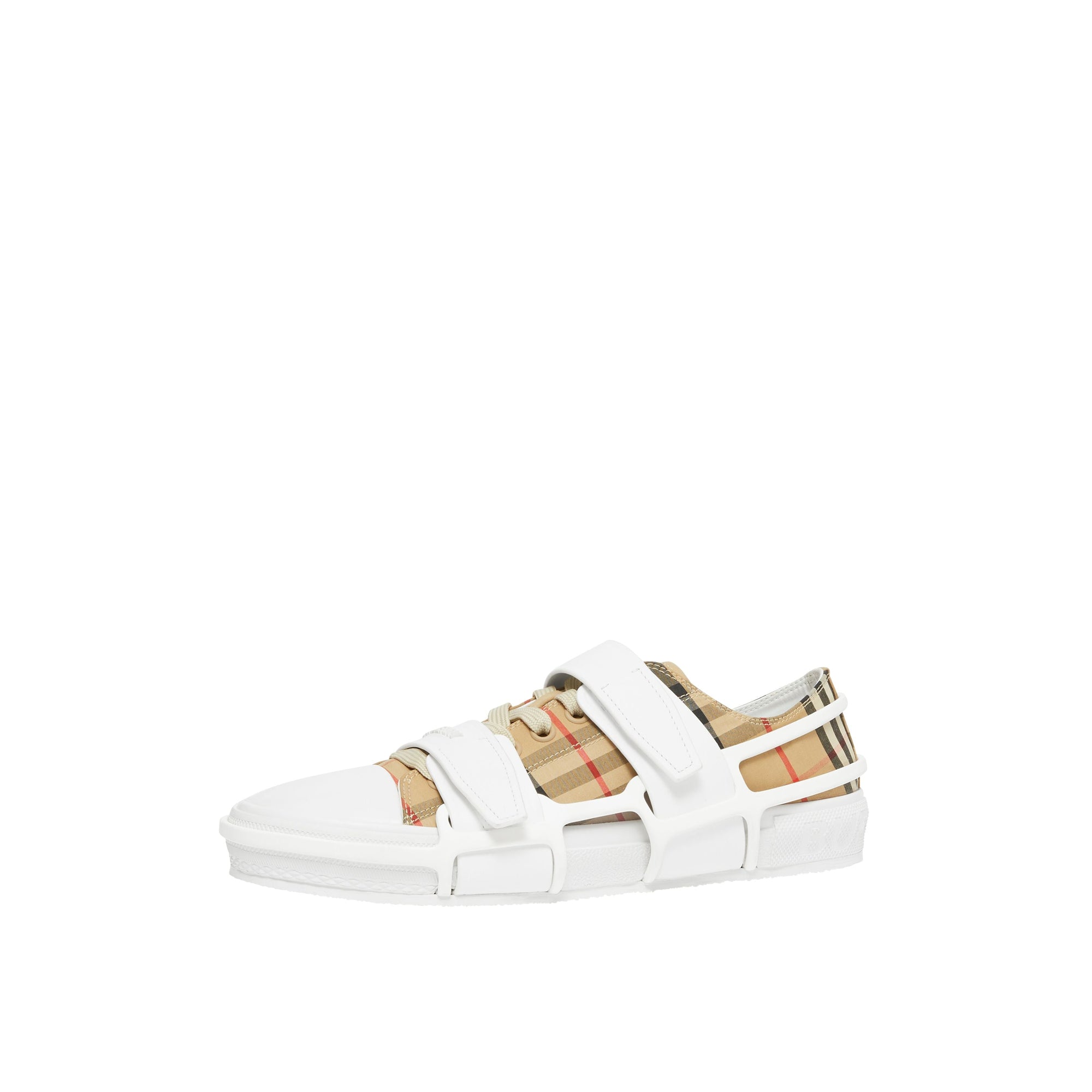 Sneakers Webb en coton Vintage Check et cuir - Archive Beige