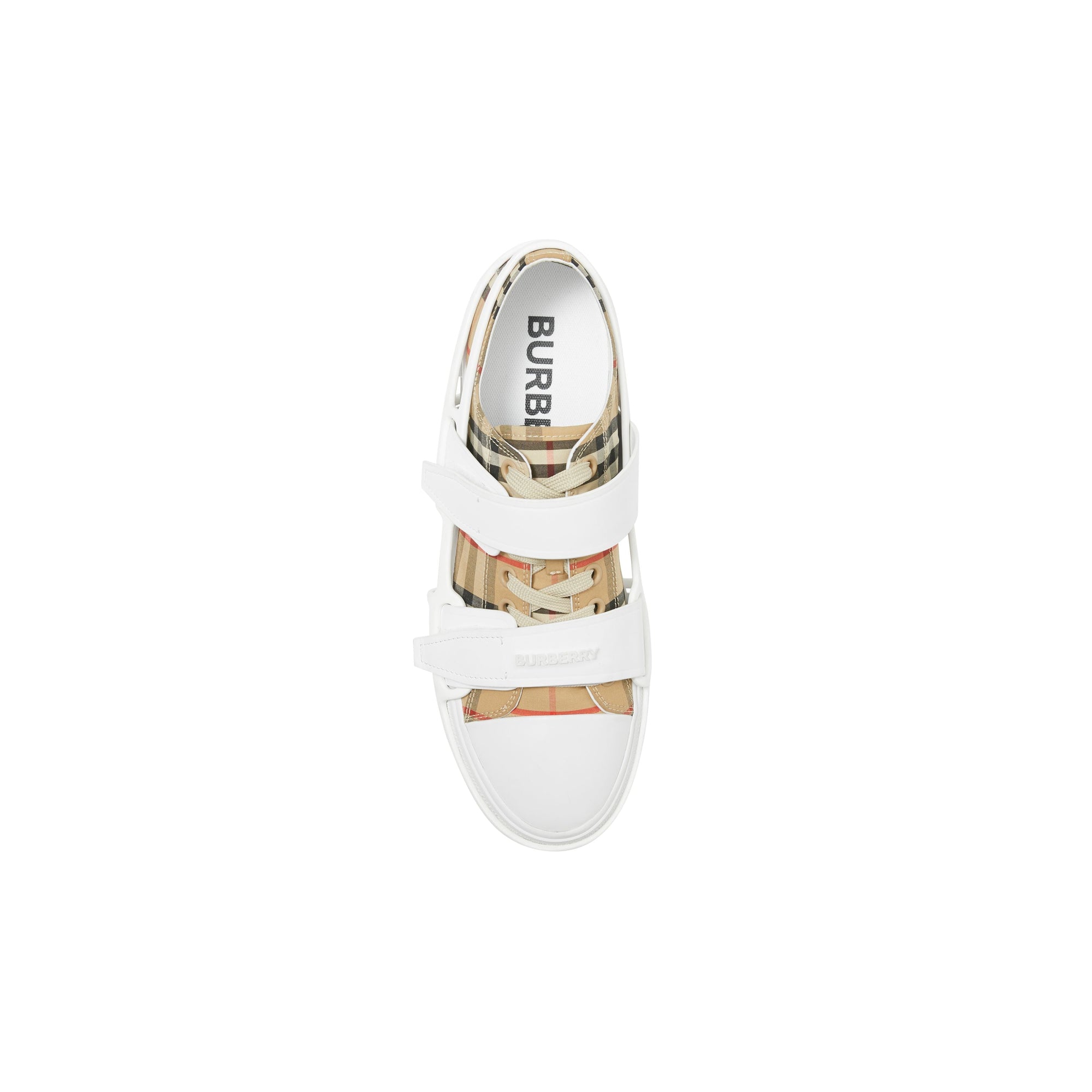 Sneakers Webb en coton Vintage Check et cuir - Archive Beige