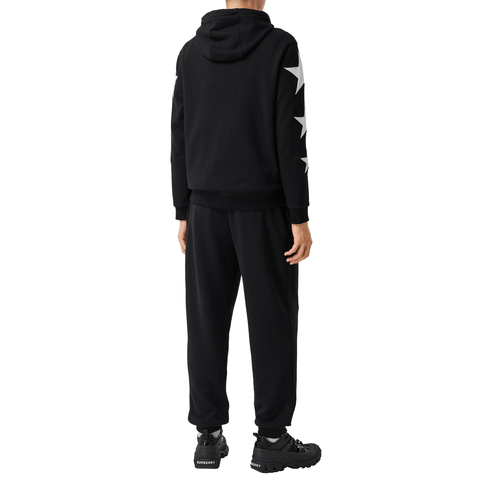 Sweat-shirt à capuche en coton à motif étoilé - Black