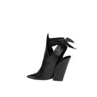 Mules à bout pointu en cuir avec nœud - Black