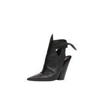 Mules à bout pointu en cuir avec nœud - Black