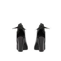 Mules à bout pointu en cuir avec nœud - Black