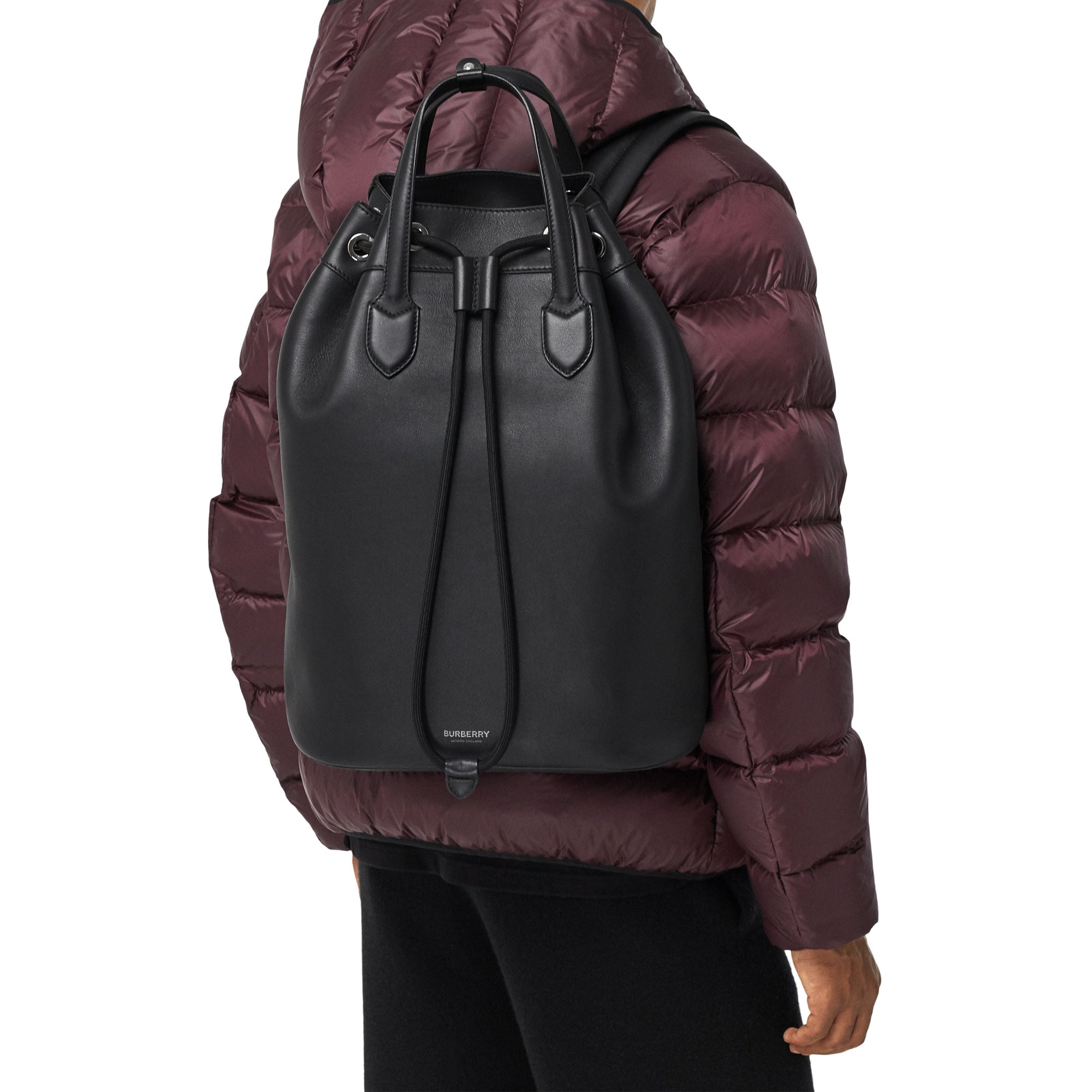 Sac à dos en cuir avec cordon de serrage - Black