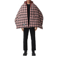 Poncho doudoune réversible en coton tartan - Bright Red