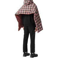 Poncho doudoune réversible en coton tartan - Bright Red